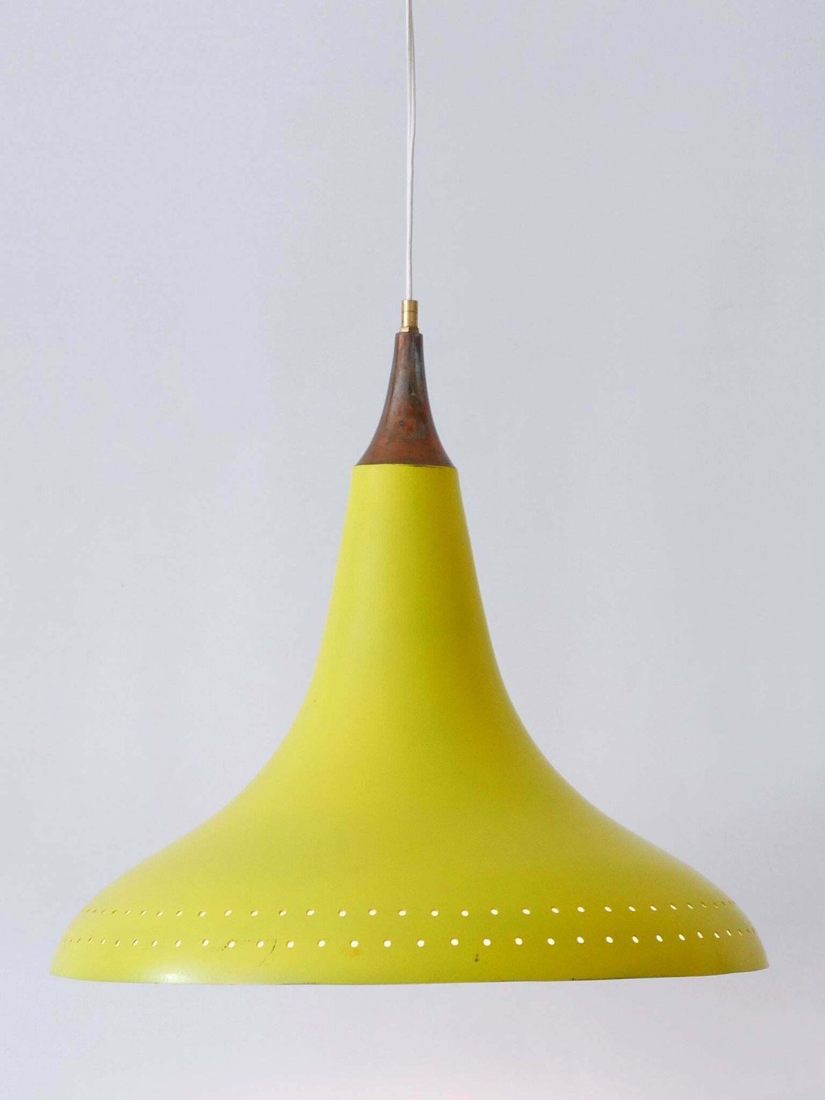 Elegant Mid Century Modern Perforated Aluminium Pendant Lamp Austria 1960s photo Lighting