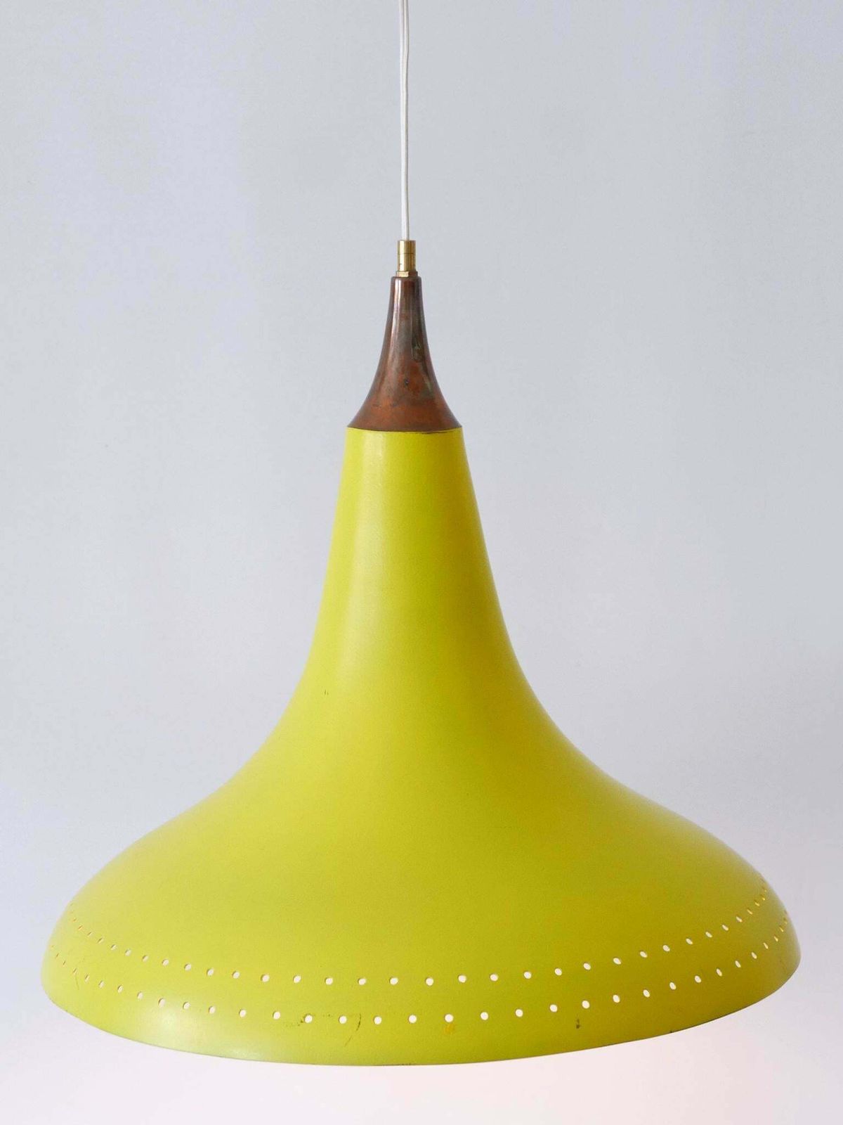 Elegant Mid Century Modern Perforated Aluminium Pendant Lamp Austria 1960s photo vintage