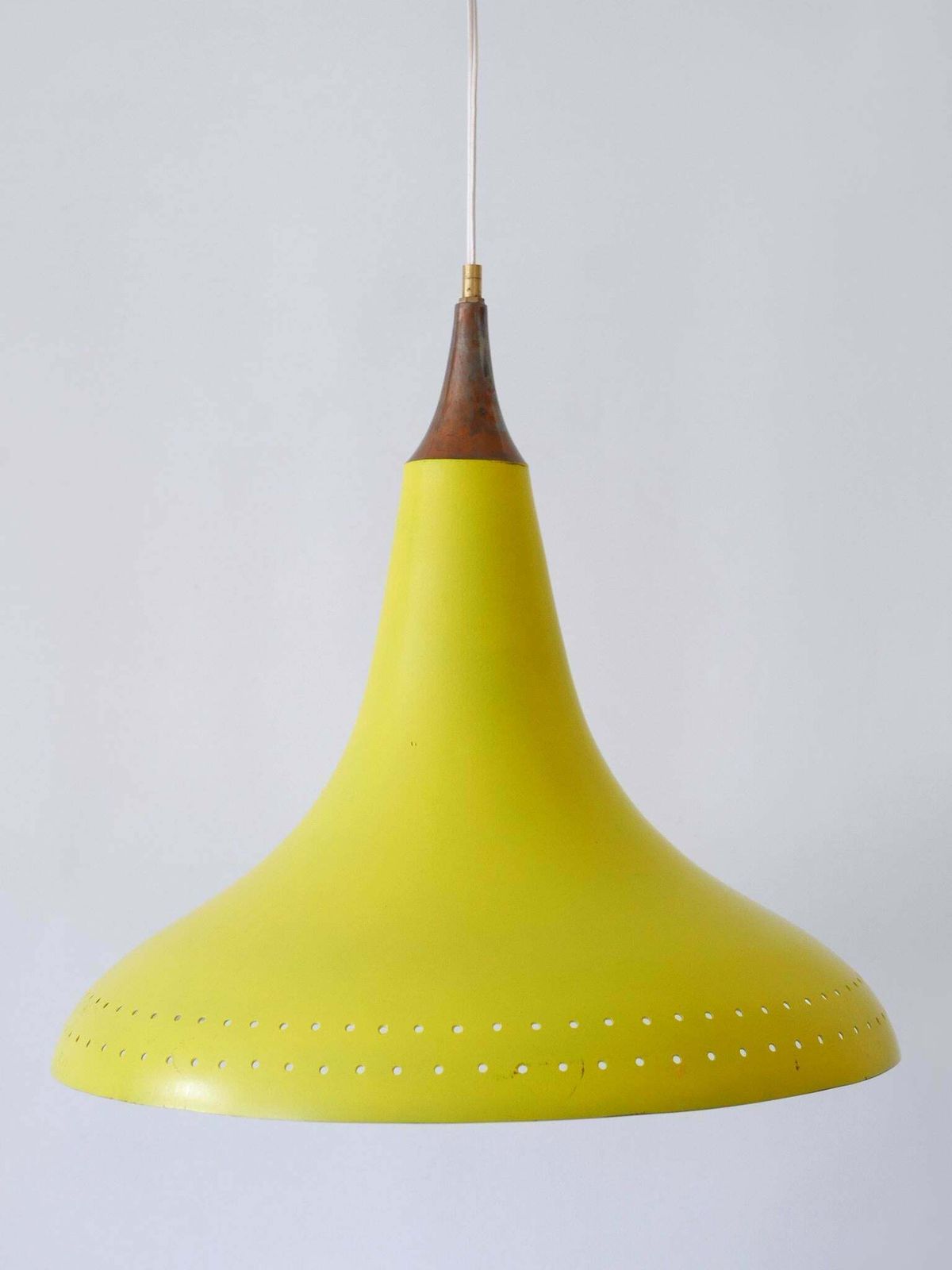 photo furniture Elegant Mid Century Modern Perforated Aluminium Pendant Lamp Austria 1960s
