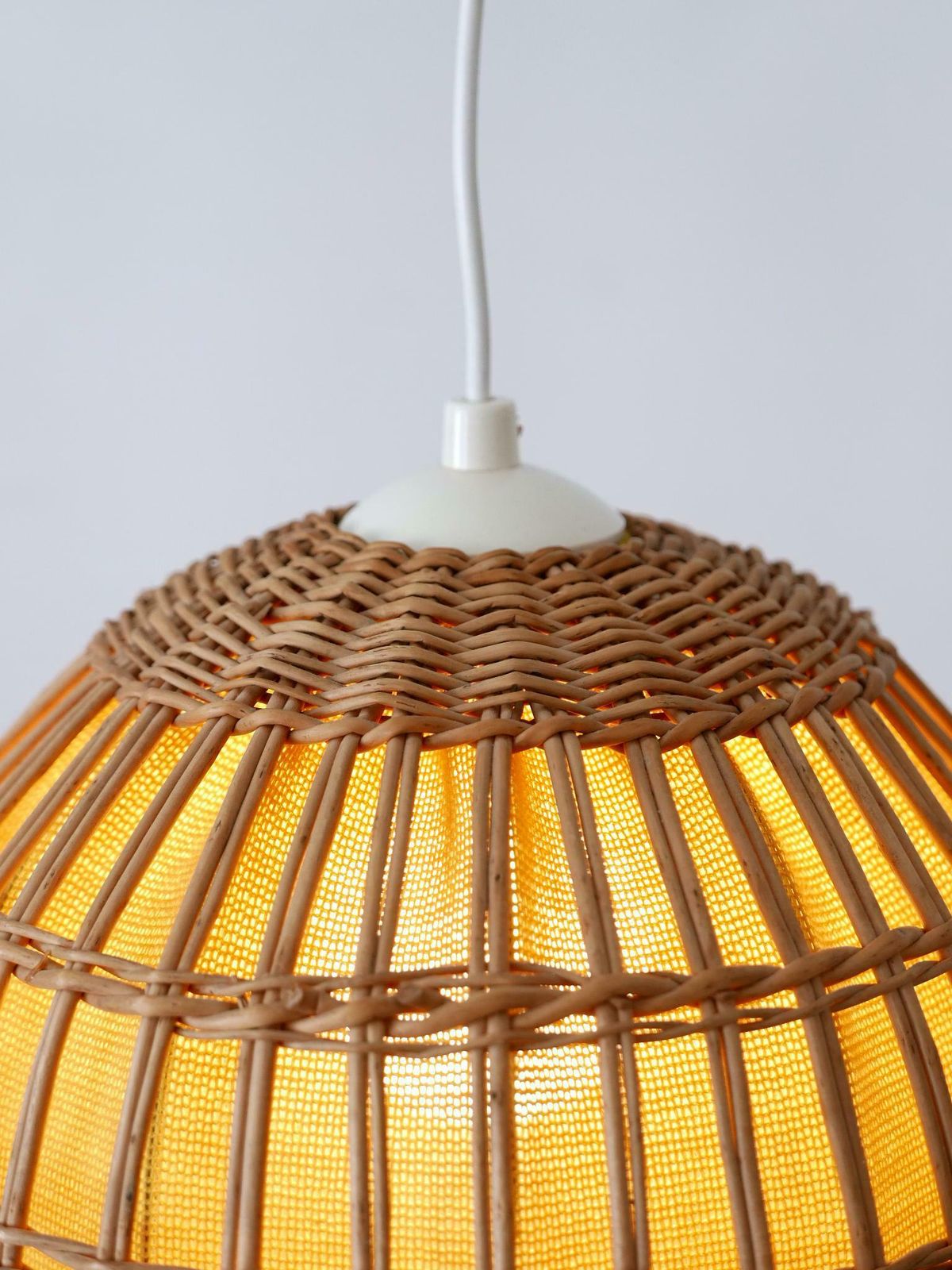 photo vinterior Mid Century Modern Rattan Pendant Lamp Or Hanging Light Germany 1960s