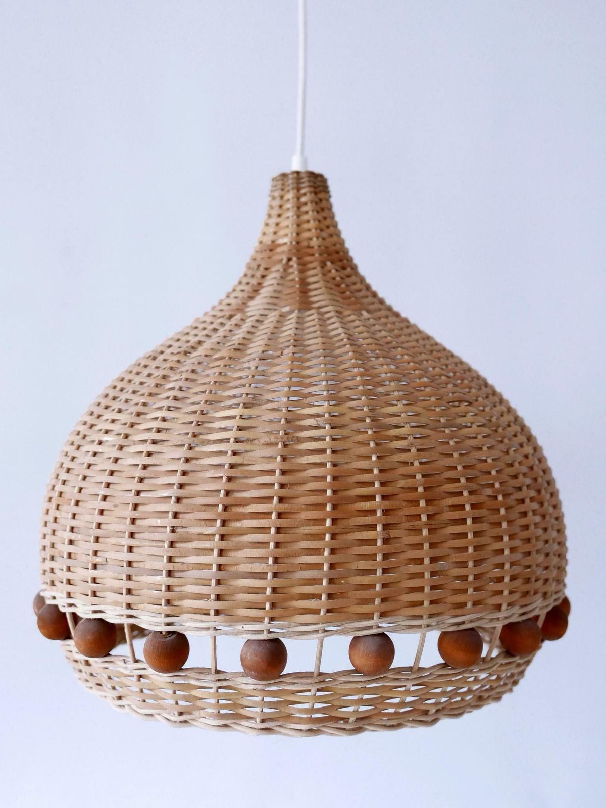 Mid Century Modern Rattan Tulip Pendant Lamps Or Hanging Lights Germany 1960s photo 1777.0