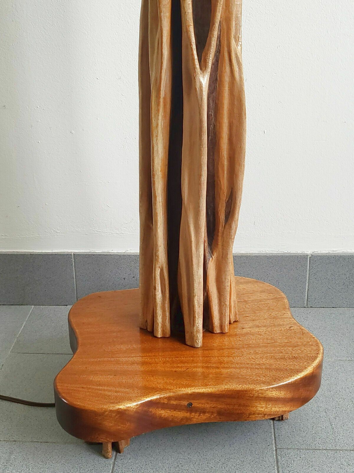 Lighting Vintage Floor Lamp 1950 Organic Plant Sculpture Driftwood & Mahogany 50s photo