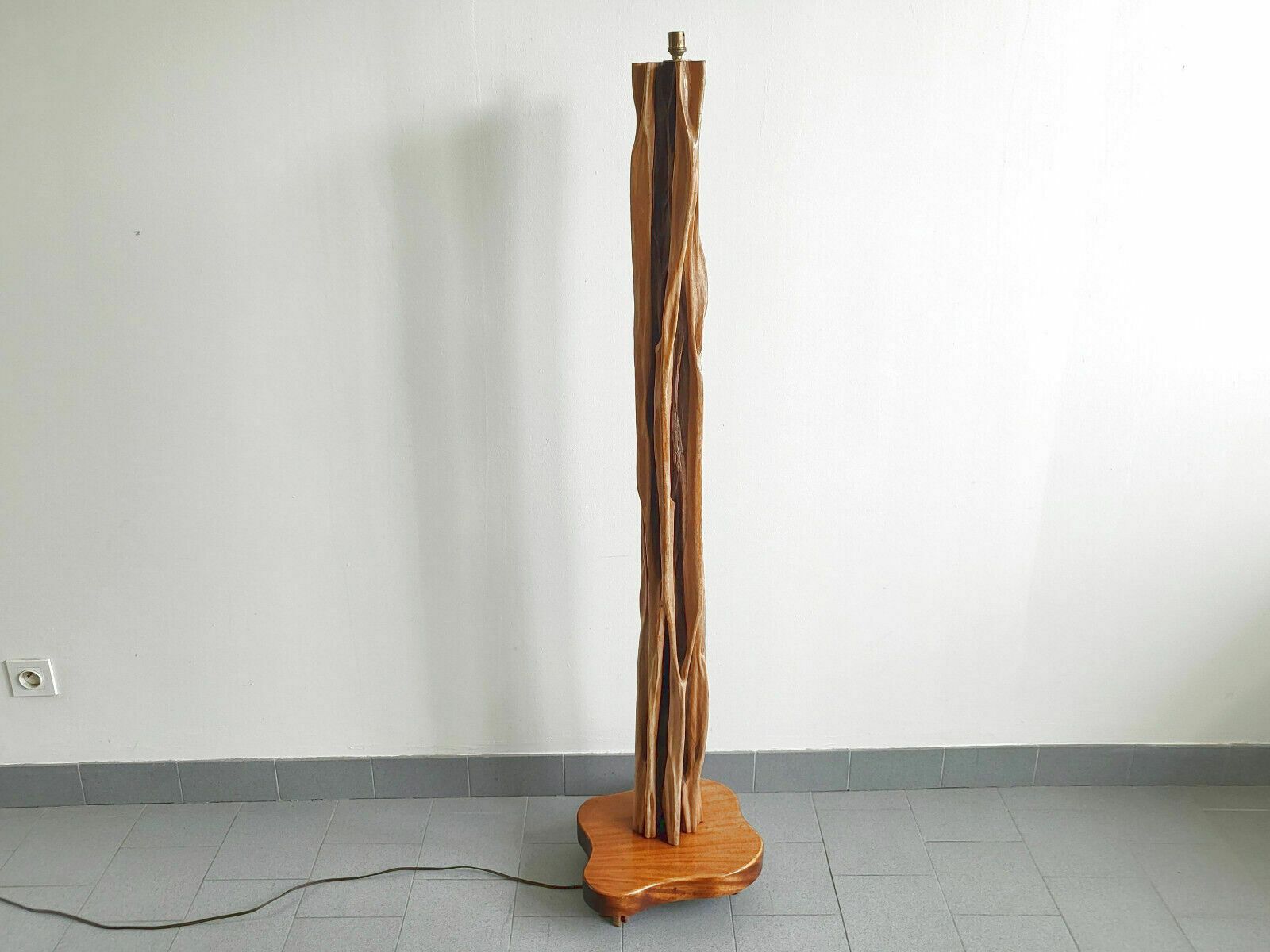 975.0 Vintage Floor Lamp 1950 Organic Plant Sculpture Driftwood & Mahogany 50s photo