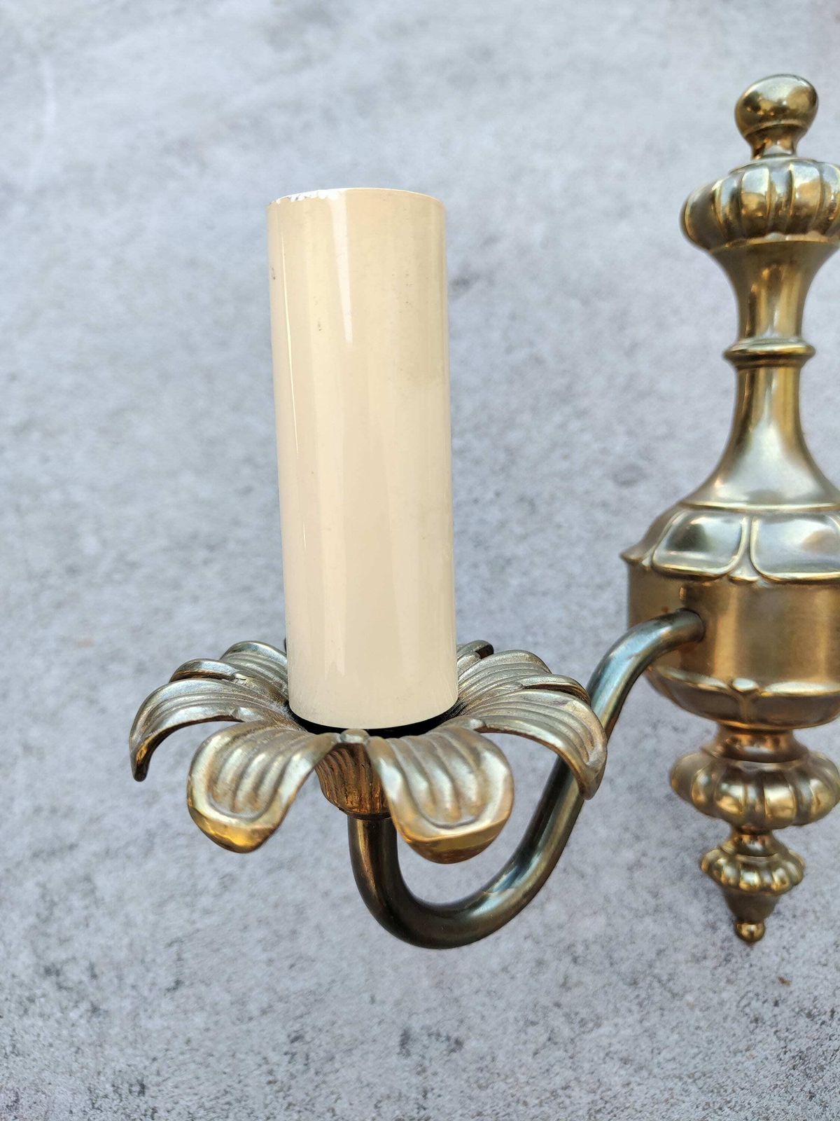 Pair Of Vintage Brass Sconces By J. Sommer // Neoclassical Floral Brass Sconces // Made In Sweden In 1960s photo for sale