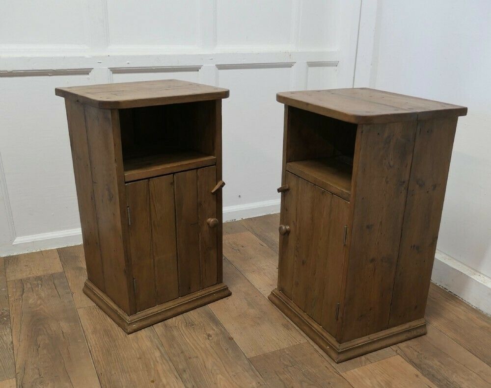A Pair Of Rustic Pine Bedside Cupboards, Night Tables photo Furniture