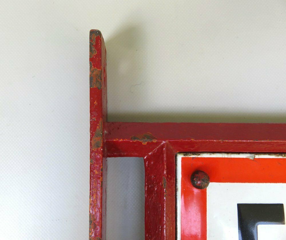 photo for sale Art Nouveau Fire Alarm Sign In Enameled Cast Iron From Bürvenich, Cologne, Germany, 1890s