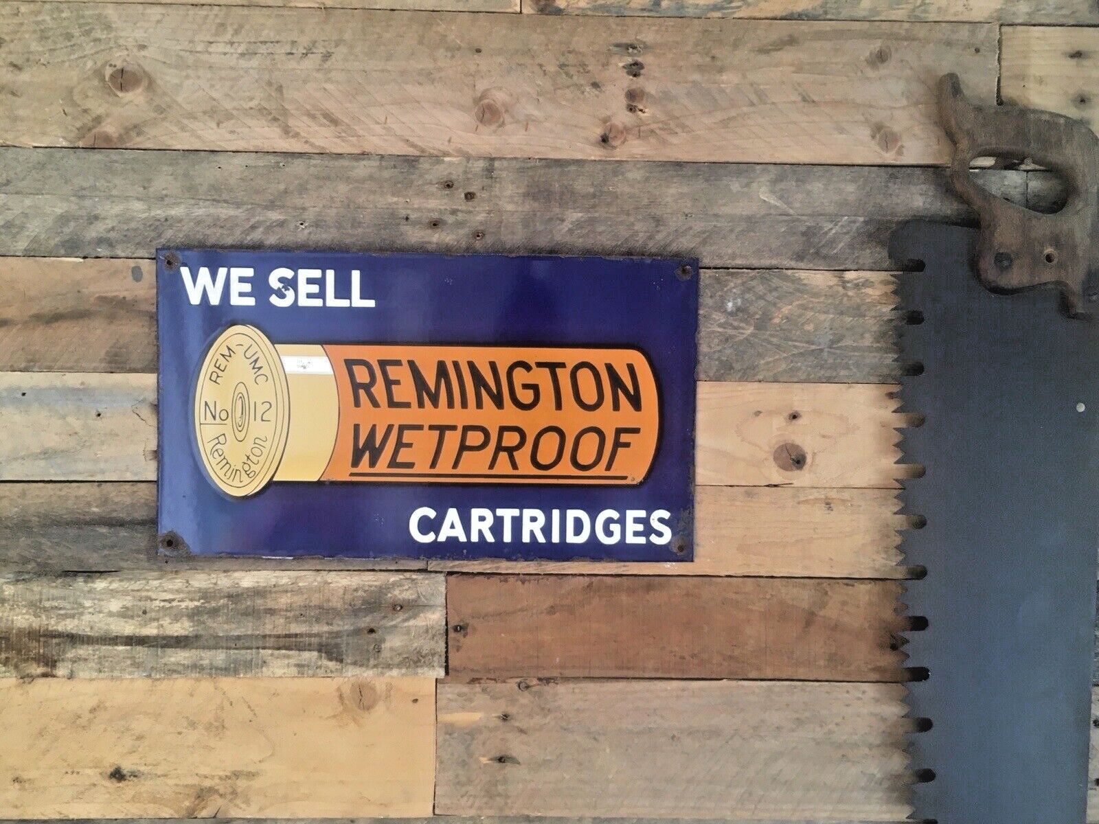 photo for sale We Sell Remington Wetproof Cartridges Metal Enamel Shotgun Ammo Sign Man Cave