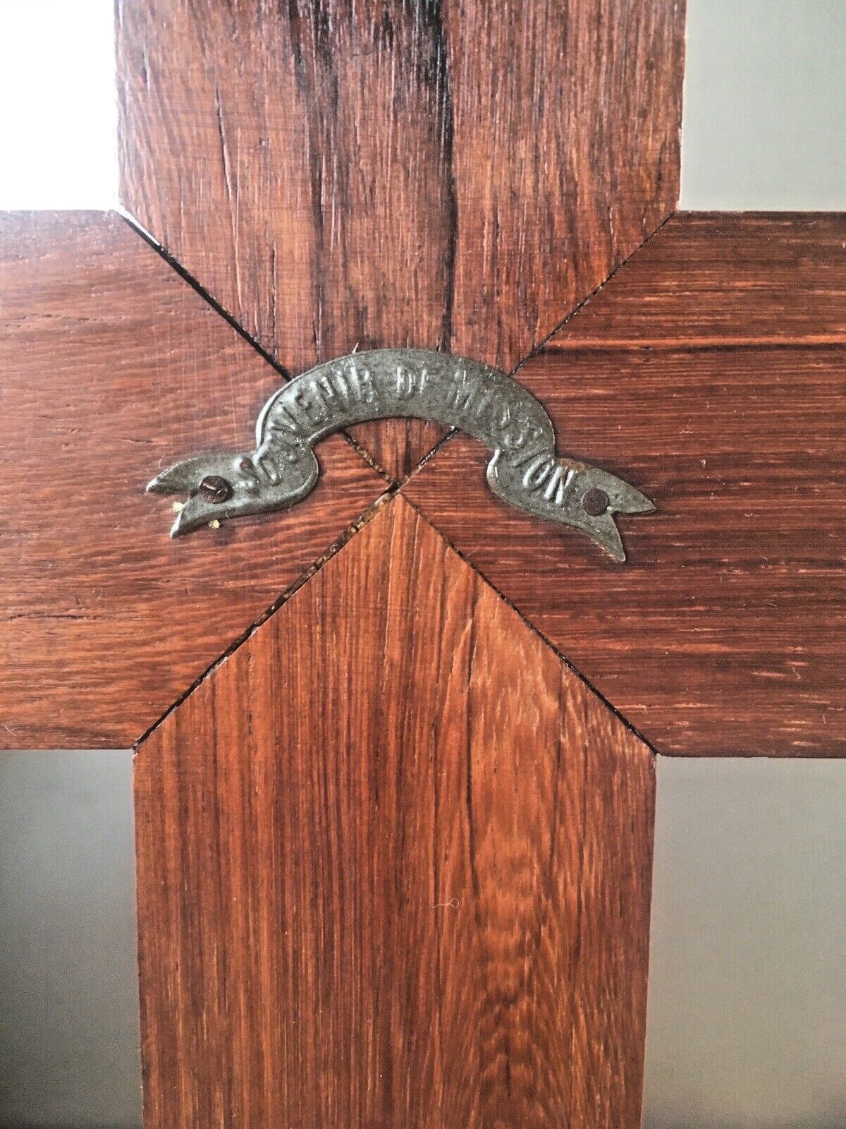 Large Antique Art Deco Wood & Mother Of Pearl Altar Crucifix Church Cross Jesus photo vintage