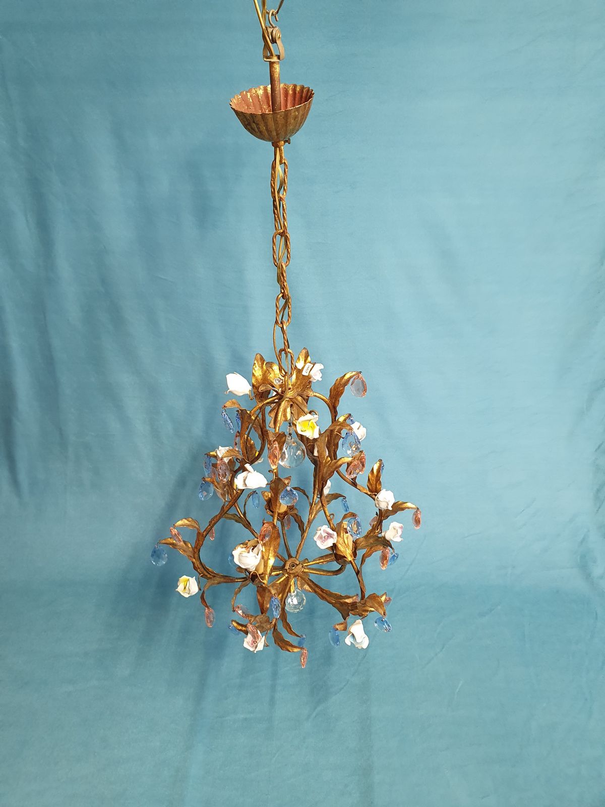 photo furniture French Gilt Chandeliers And Wall Lights With Porcelain Flowers