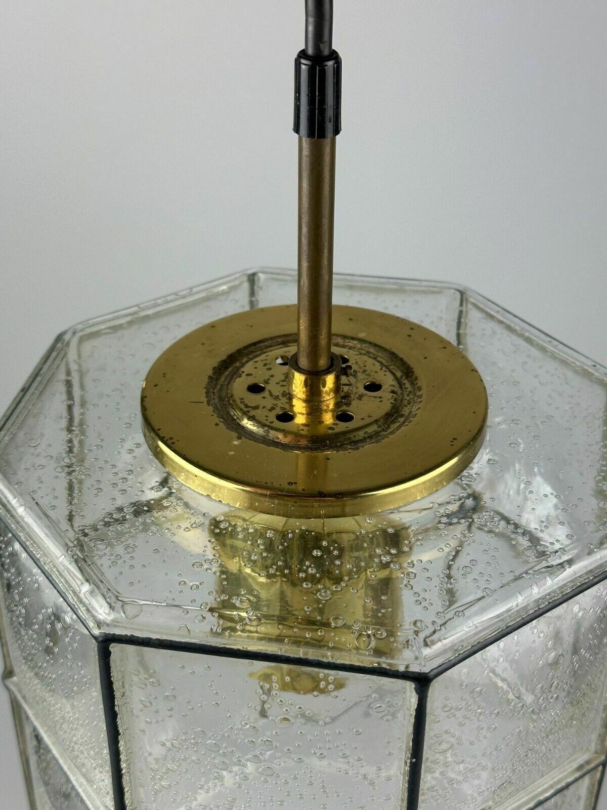 60s 70s Ceiling Lamp Glashütte Limburg Germany Glass & Brass Space Age photo buy