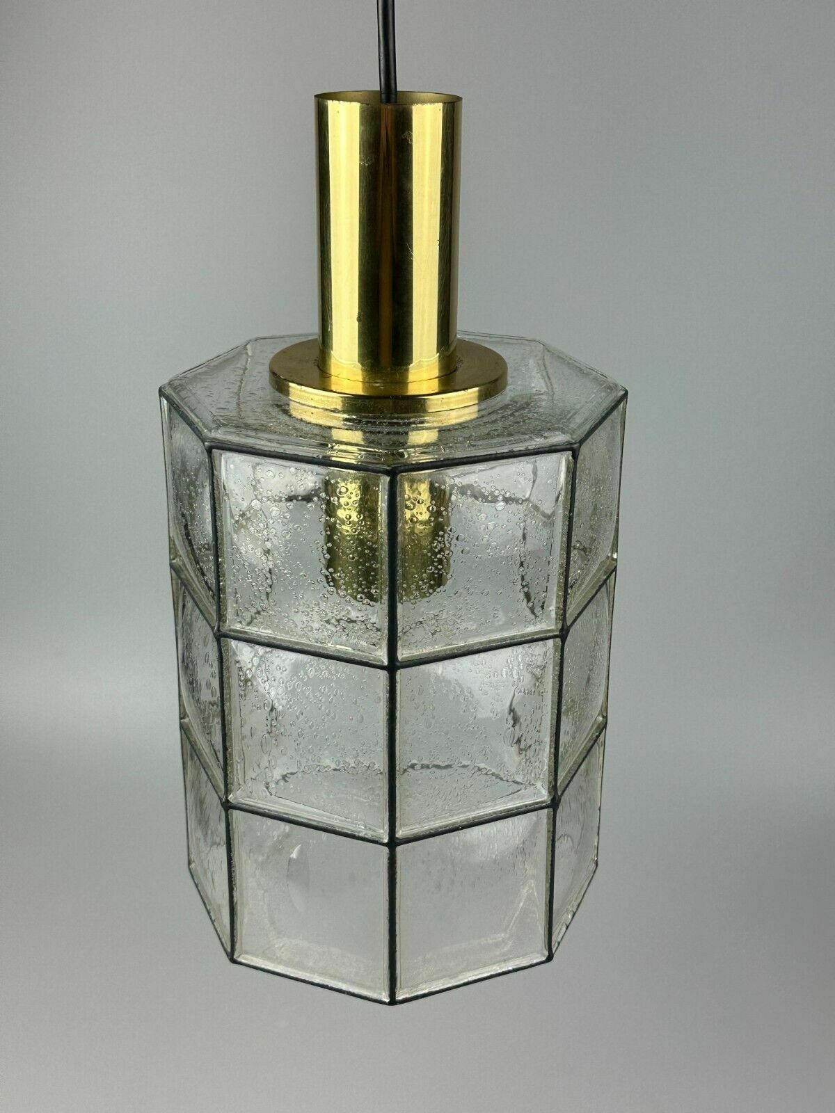 60s 70s Ceiling Lamp Glashütte Limburg Germany Glass & Brass Space Age photo vintage
