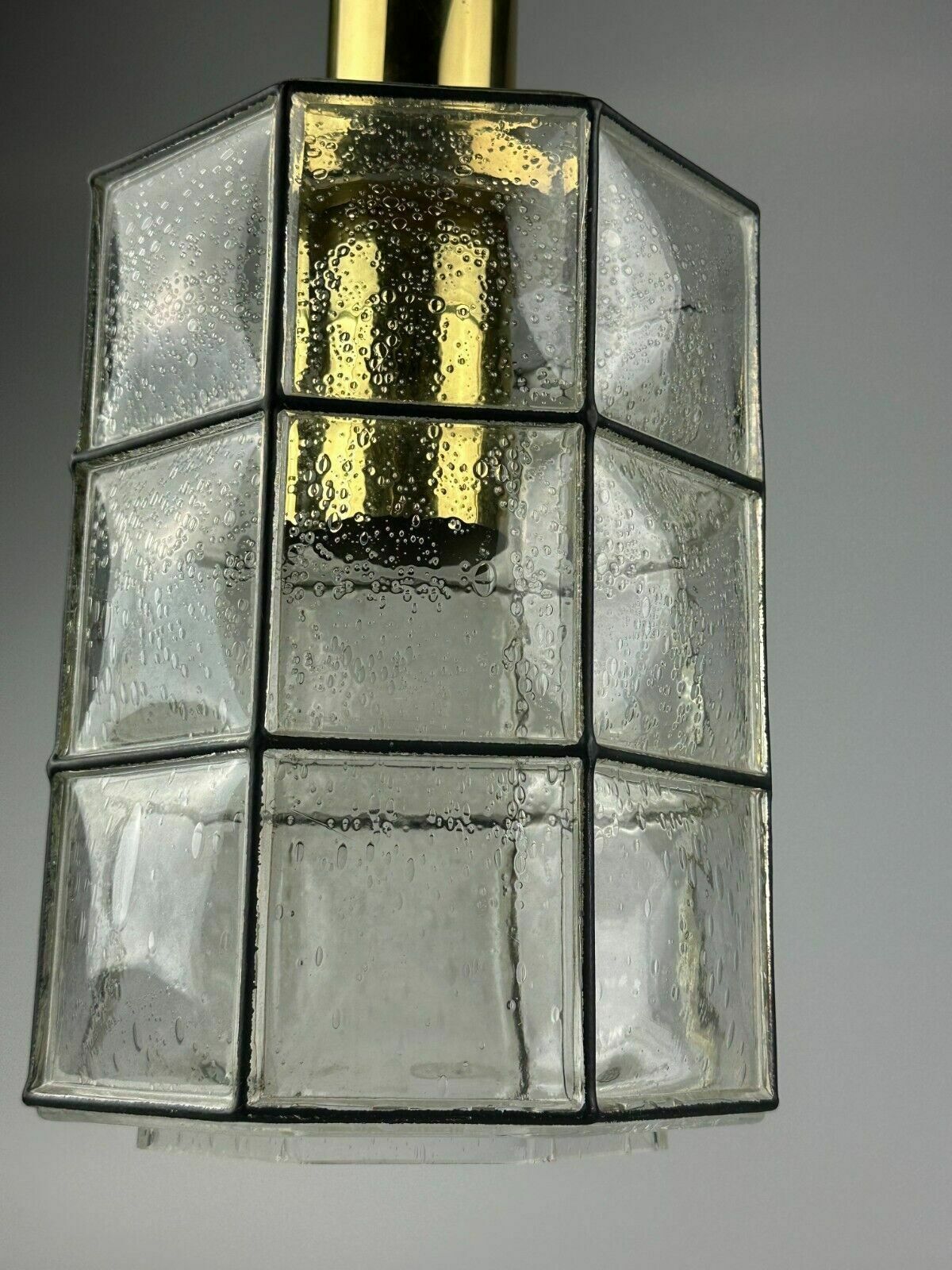 434.0 60s 70s Ceiling Lamp Glashütte Limburg Germany Glass & Brass Space Age photo