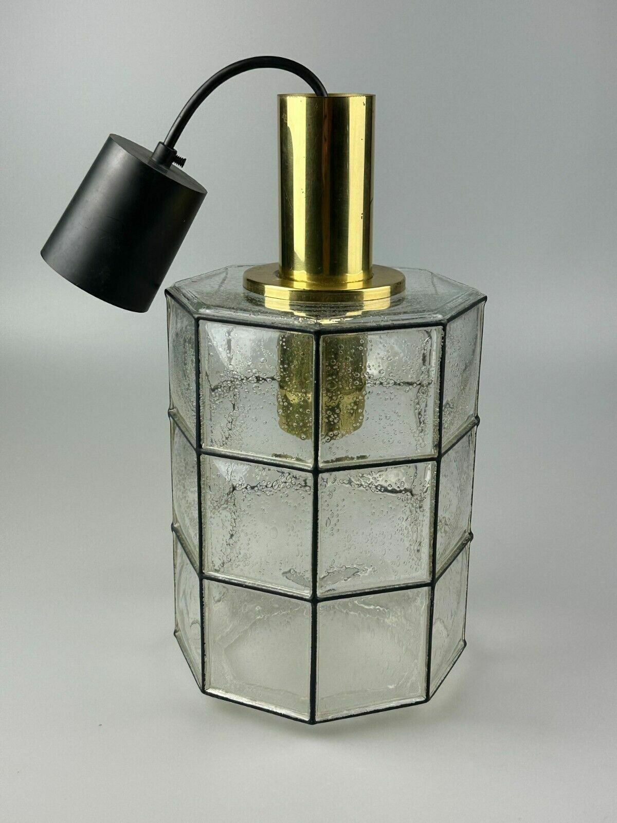 photo vinterior 60s 70s Ceiling Lamp Glashütte Limburg Germany Glass & Brass Space Age