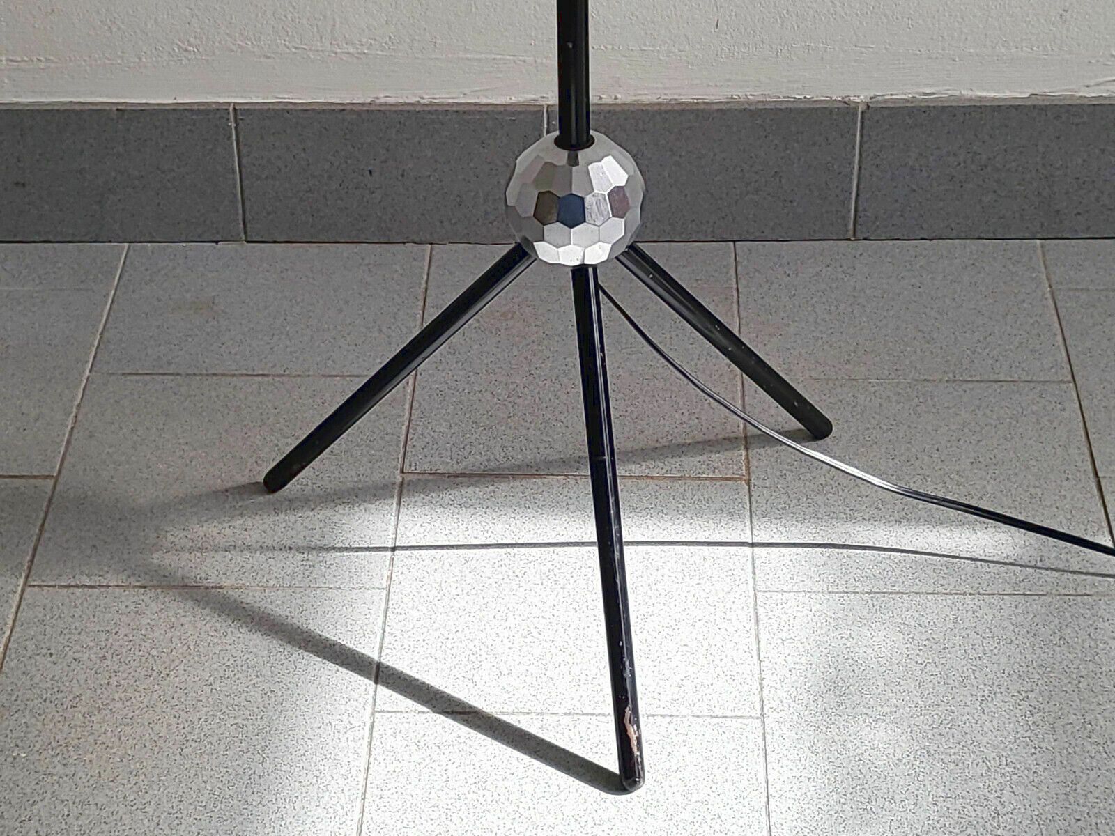 Vintage Floor Lamp 1960 Disco Ball Silver & Black Metal 60s Retro photo for sale