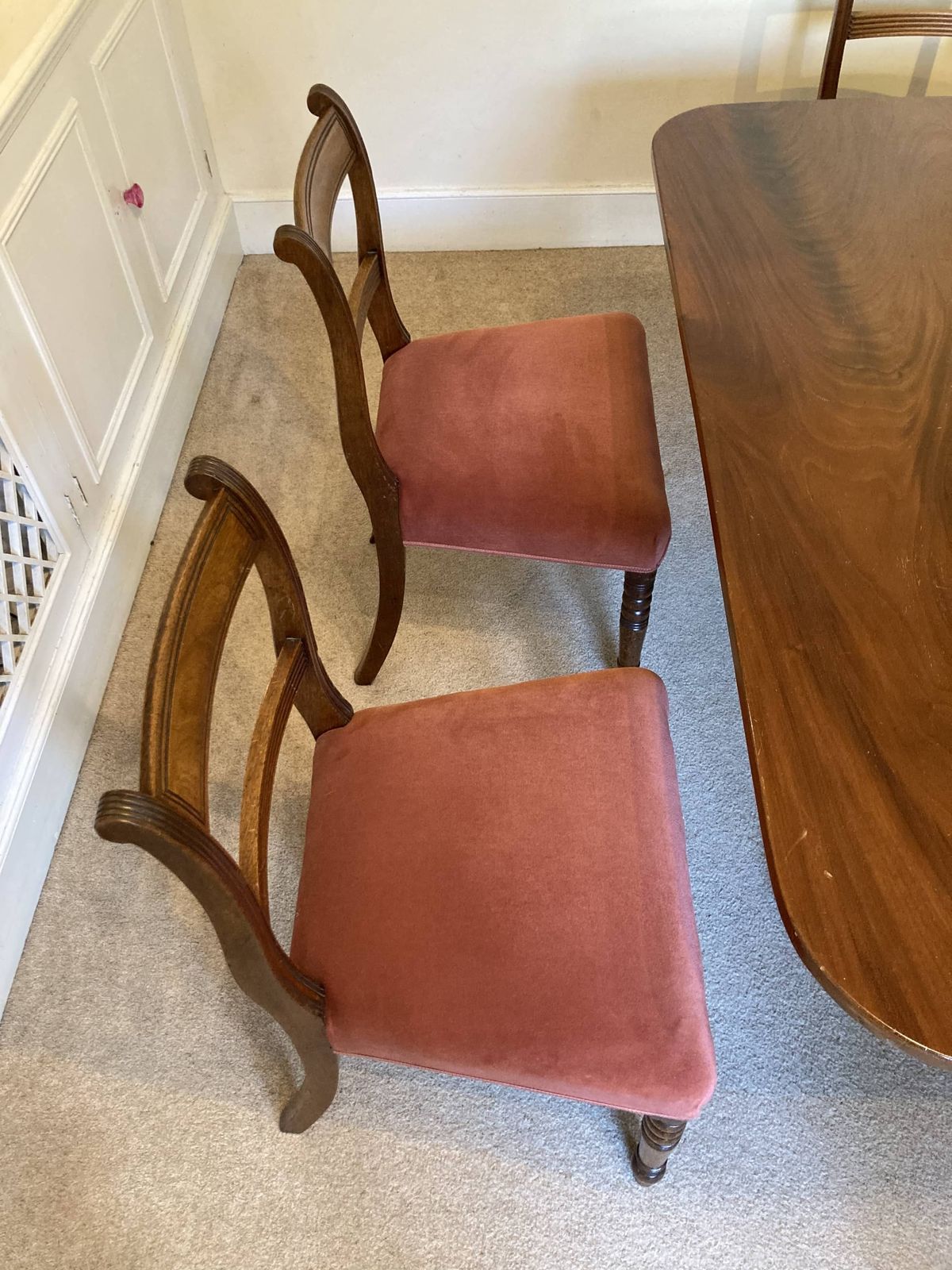 Stunning English Georgian Regency Mahogany Dining Table Set And 6 Chairs photo buy