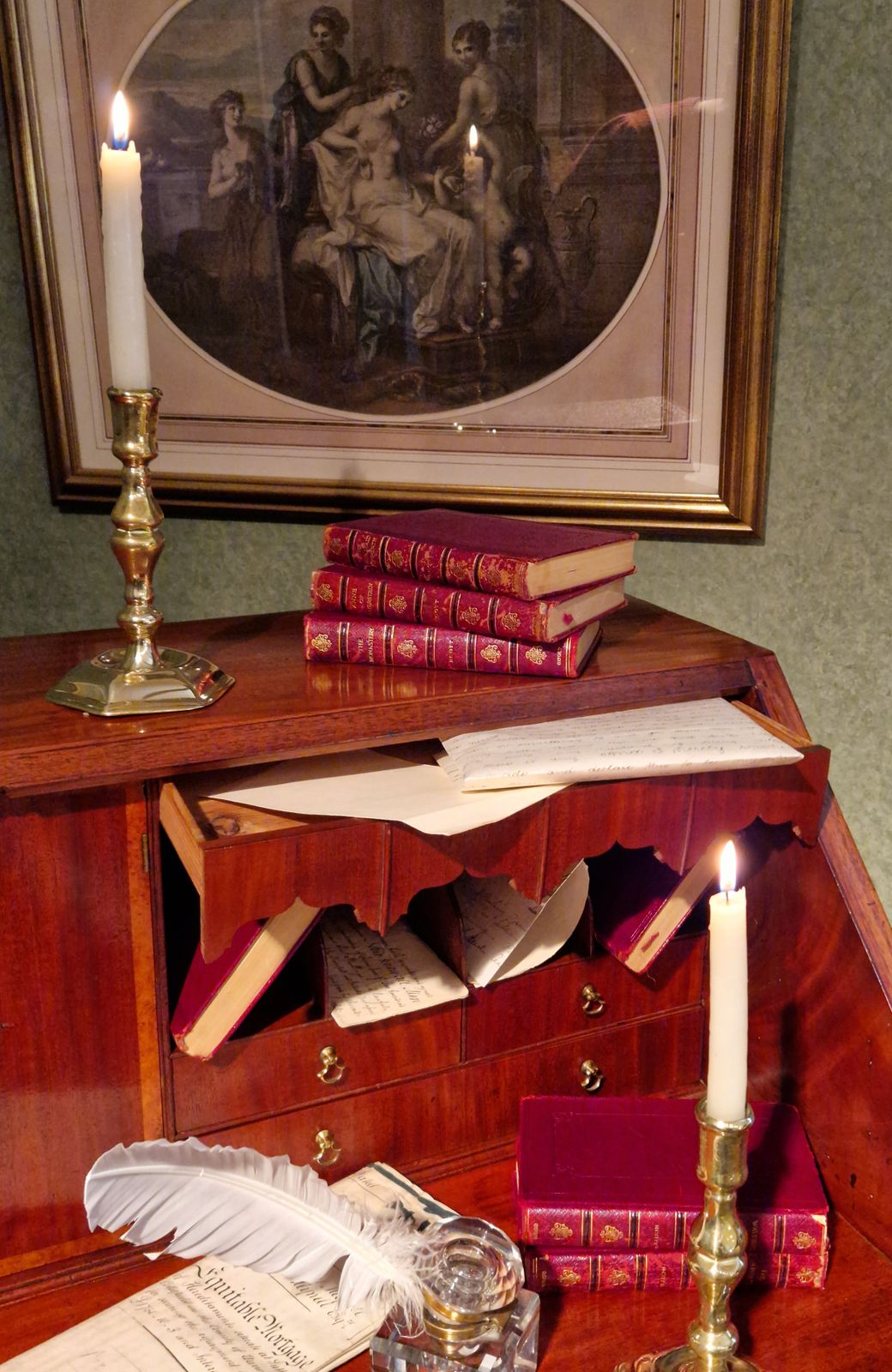 George III Mahogany And Burr Yewwood Bureau photo 2950.0