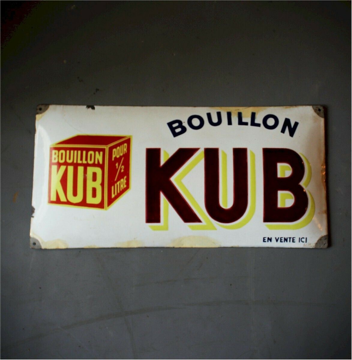 Bouilon Kub French Enamelled Advertising Sign