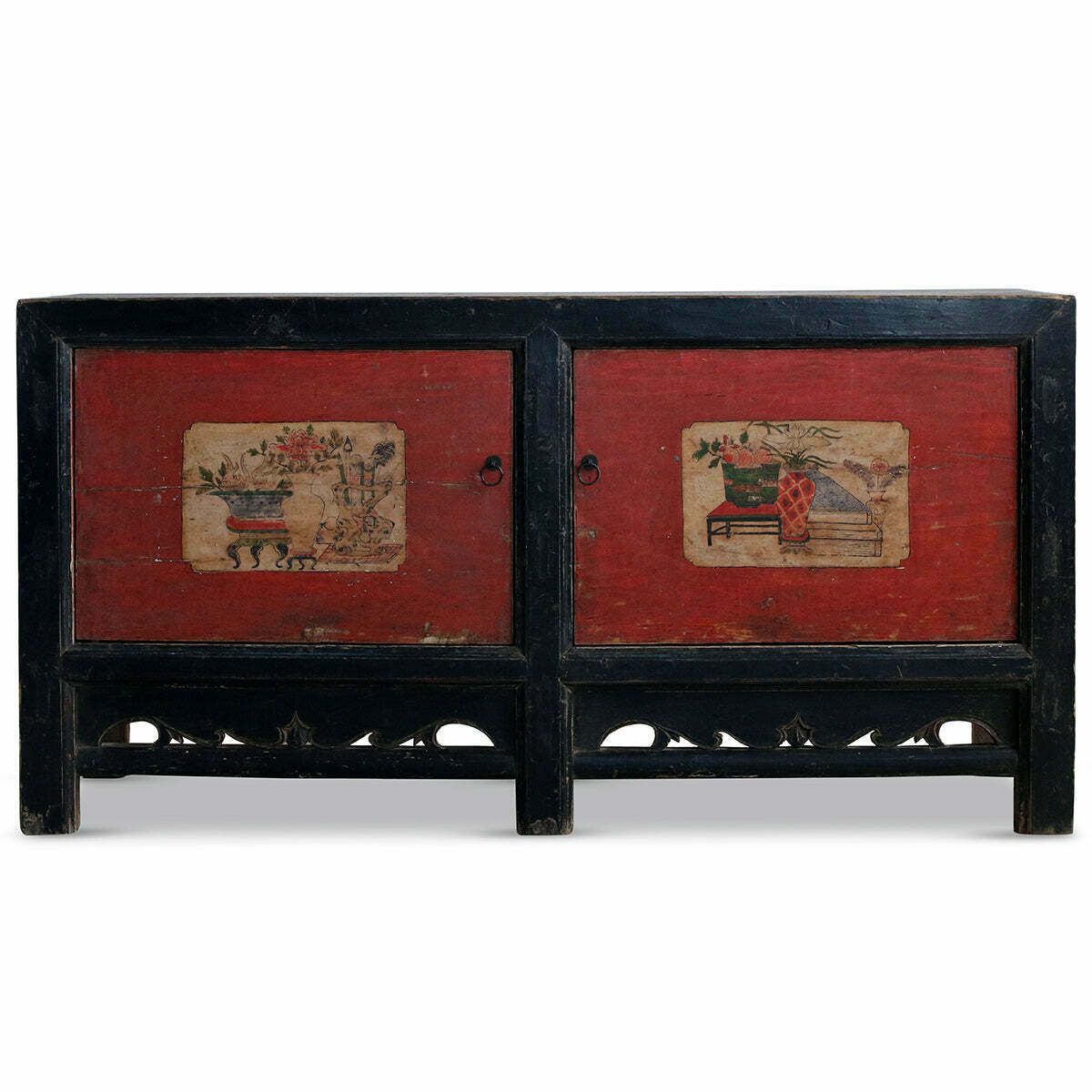 Red And Black Gansu Storage Cabinet photo furniture