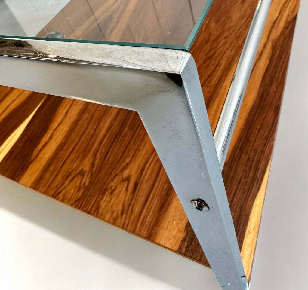 Fabulous Midcentury Merrow Associates Rosewood Chrome & Glass Coffee Table Circa 1960 photo Furniture
