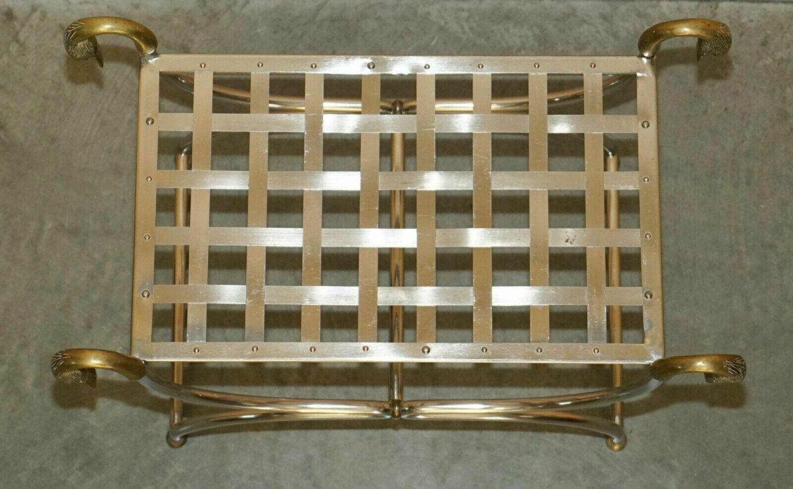 photo buy Circa 1940's Maison Jansen Duck / Swan Head Side Table Polished Chrome & Brass