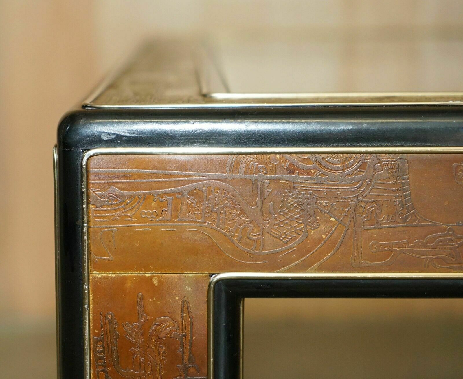 Mid Century Modern Bernhard Rohne Mastercraft Acid Etched Coffee Cocktail Table photo Furniture