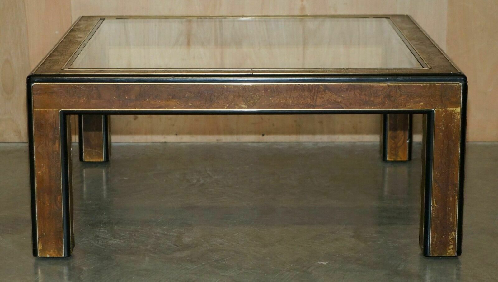Furniture Mid Century Modern Bernhard Rohne Mastercraft Acid Etched Coffee Cocktail Table photo