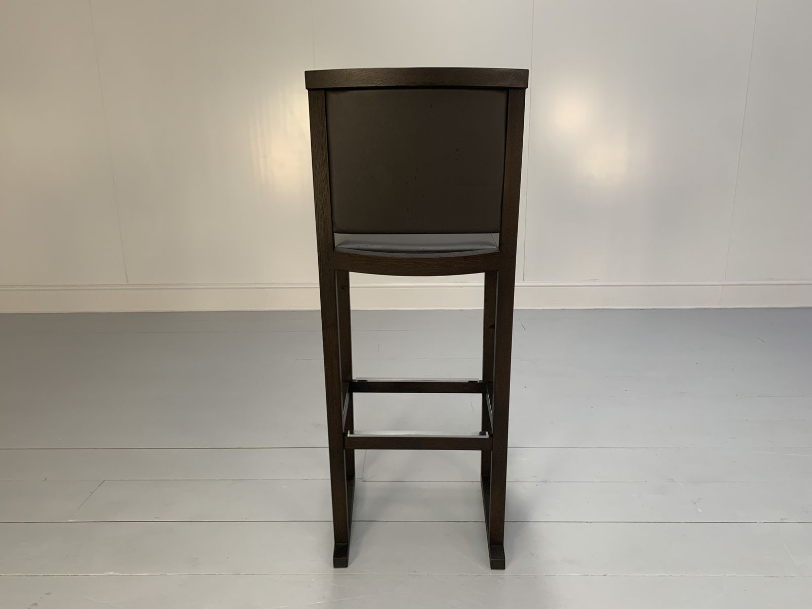 Pair Of B&B Italia “Musa Sm46g” Tall Bar Stool Chairs – In Dark Grey “Kasia” Leather photo 1900.0