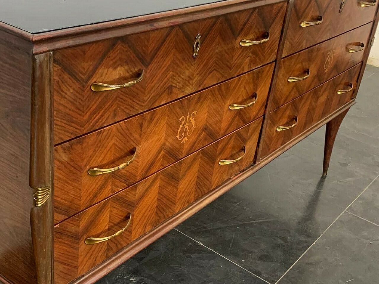 Rosewood Chest Of Drawers With Brass Details, 1950s photo buy