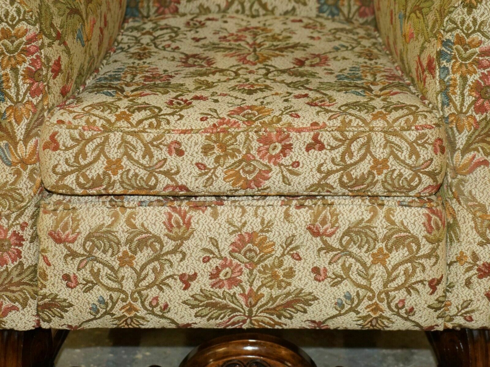 photo furniture Pair Of Antique Italian Carolean High Back Wingback Armchairs For Upholstery