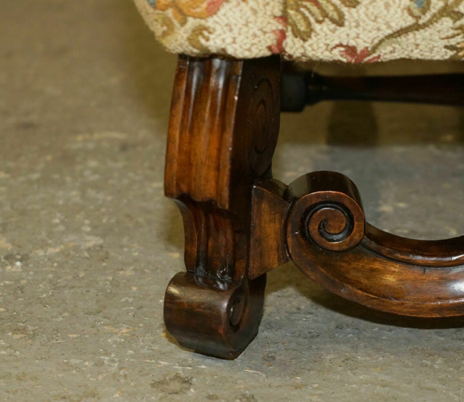 Furniture Pair Of Antique Italian Carolean High Back Wingback Armchairs For Upholstery photo