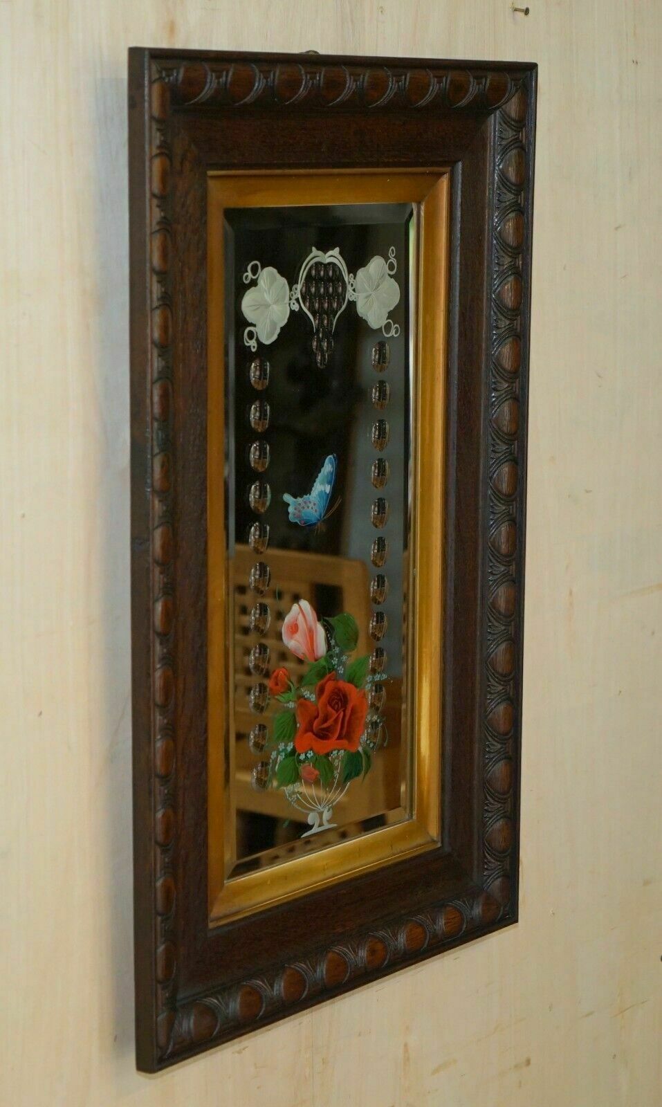 Home Decor Unique Pair Of Antique Italian Venetian Carved Reverse Painted Bird Mirrors photo
