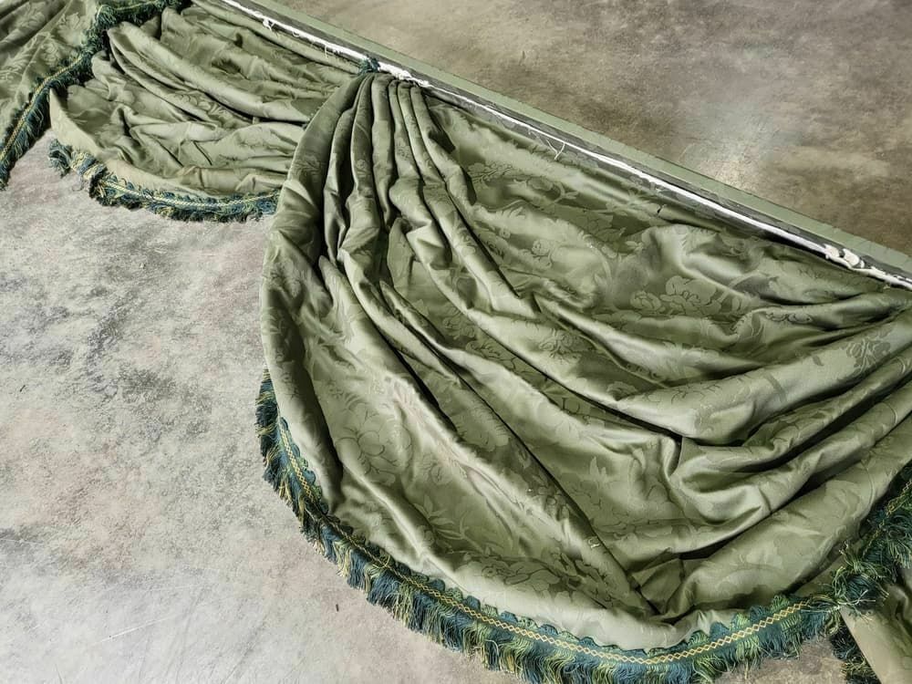 Curtains Large Pelmet Swags 379cm W X 220 Drop 12"5" Wide Lined Green Fabric photo vinterior