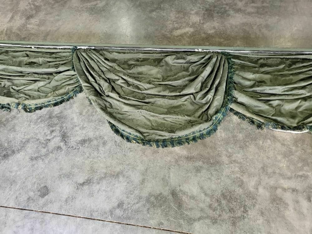 photo furniture Curtains Large Pelmet Swags 379cm W X 220 Drop 12"5" Wide Lined Green Fabric