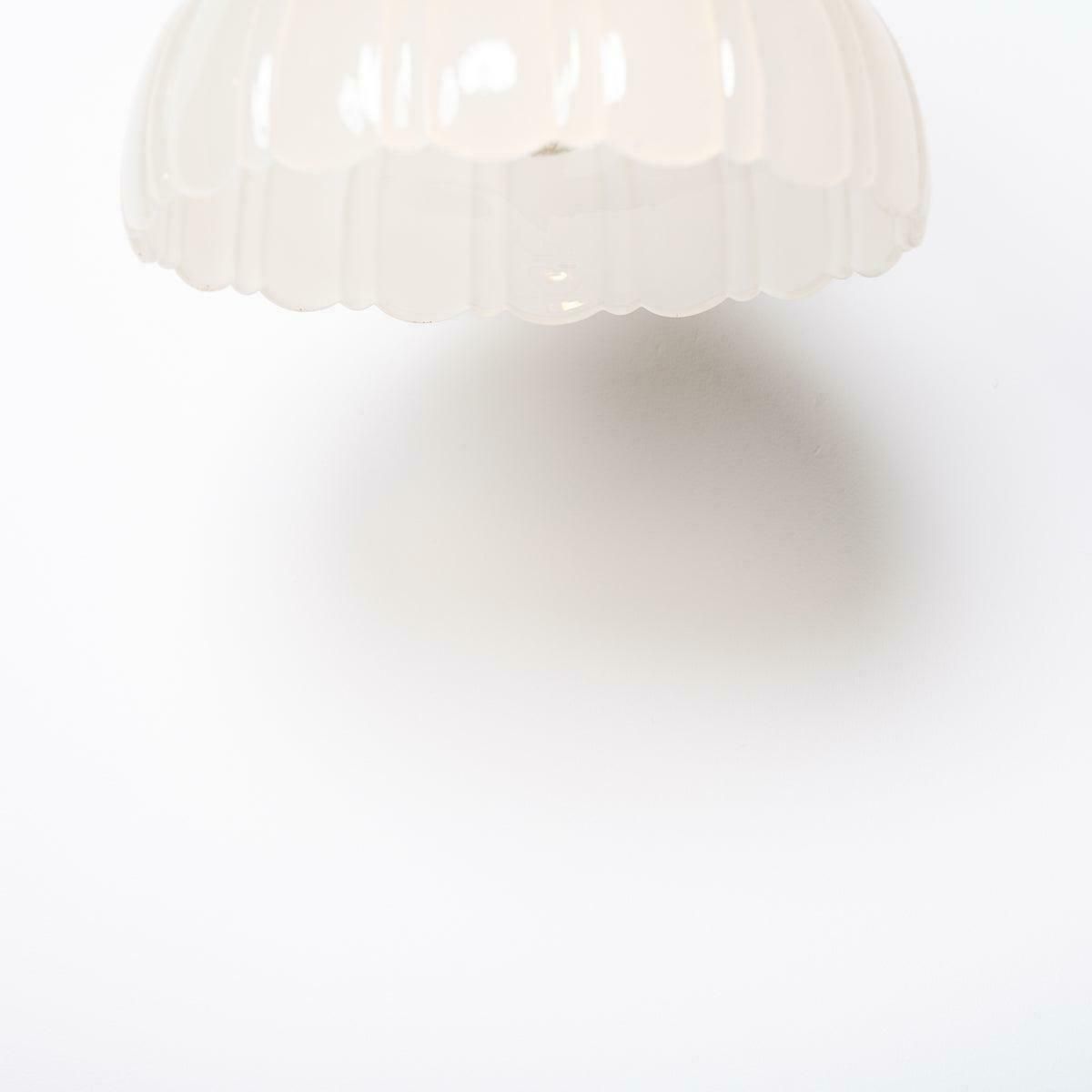 photo vinterior Pair Of Antique Moonstone Glass Pendant Lights With Chrome Fittings