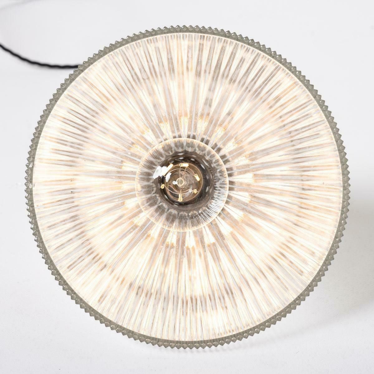 photo vinterior Antique Holophane Pendant Lights With Original Brass Fittings