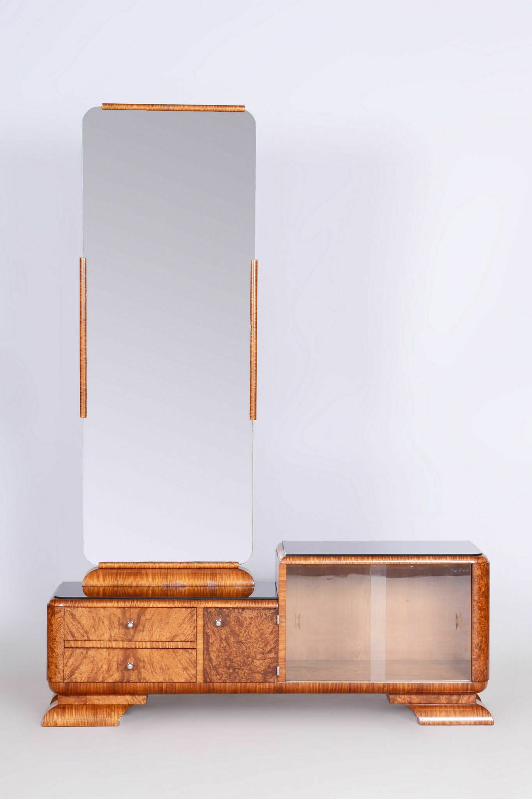 photo for sale Restored Artdeco Dressing Mirror, Palisandr, Walnut Root Veneer, Revived Original Polish, France, 1920s