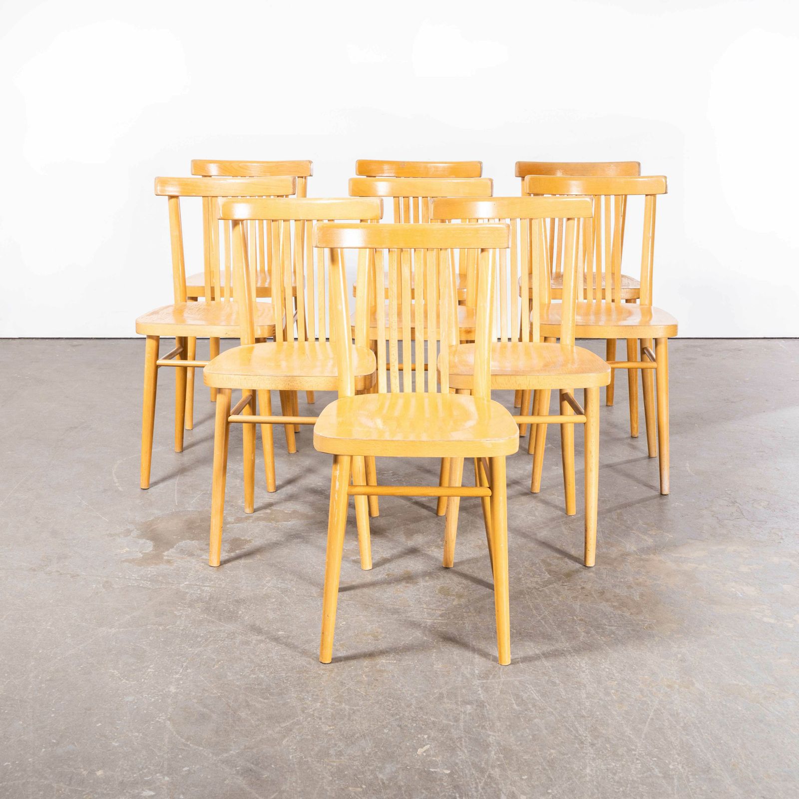 1960’s Blonde Bentwood Dining Chair By Ton – Set Of Nine photo for sale