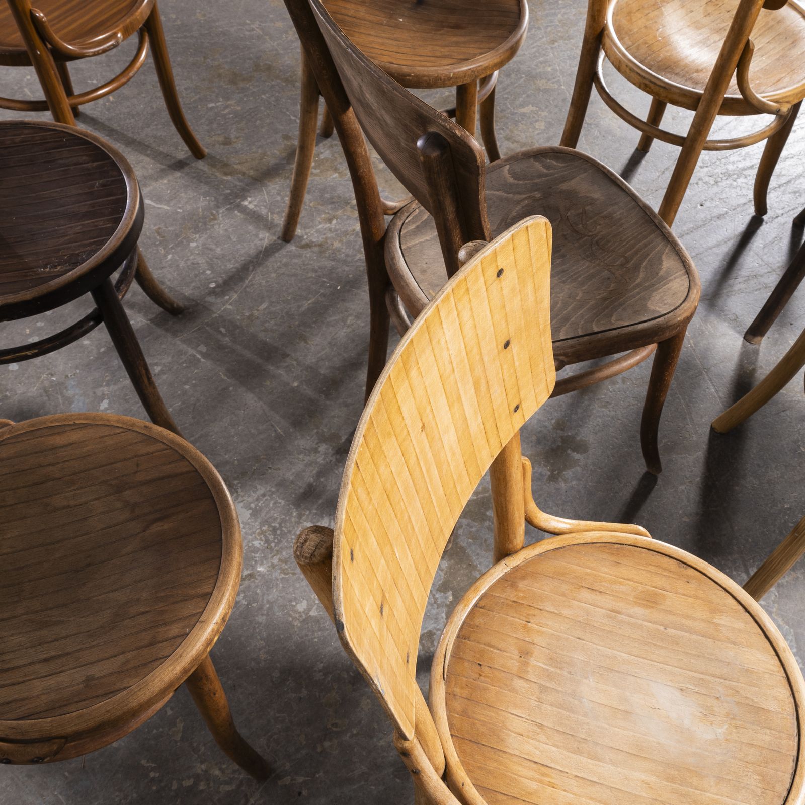 1940’s Bentwood Debrecen Panel Back Dining Chairs – Mixed – Set Of Ten photo for sale