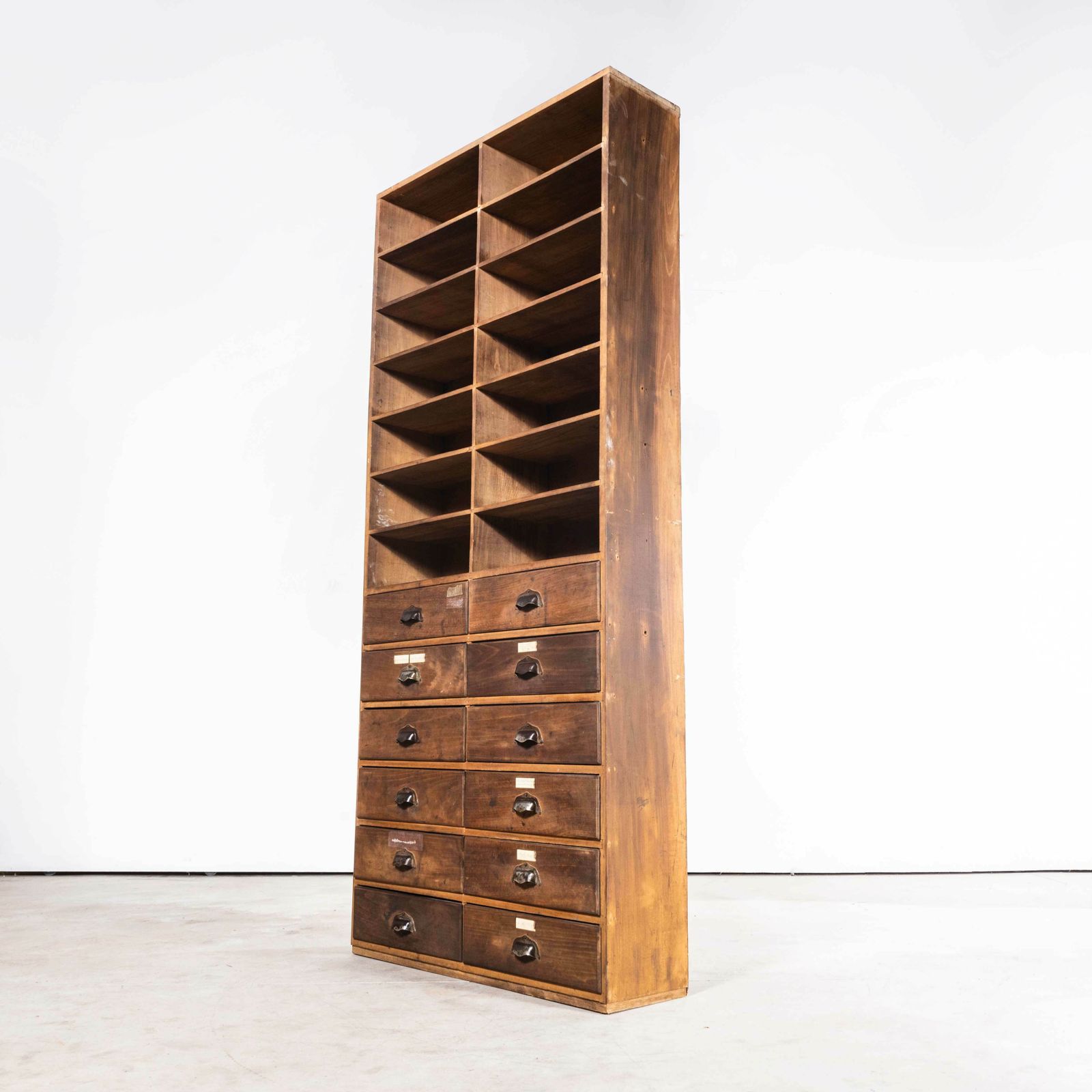 1940’s Tall French Workshop Shelves  Twelve Drawers photo buy