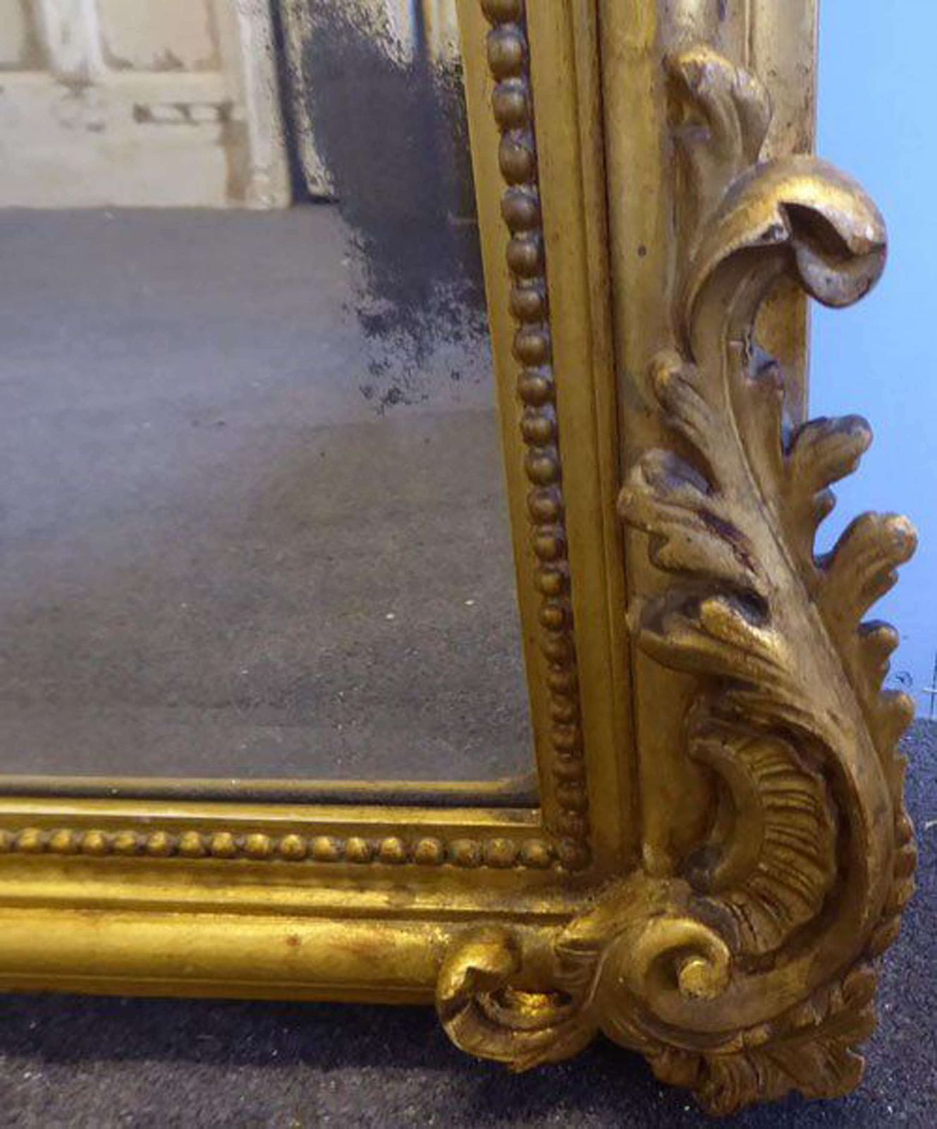 Antique French Mirror   Large Gilt On Red Camel Crested Louis XV Style photo buy