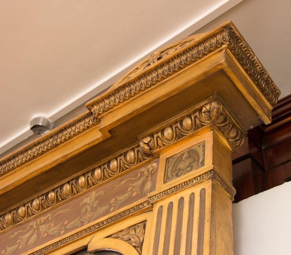 A Superb 1800's Large Antique Gilded And Painted Overmantle Mirror photo furniture