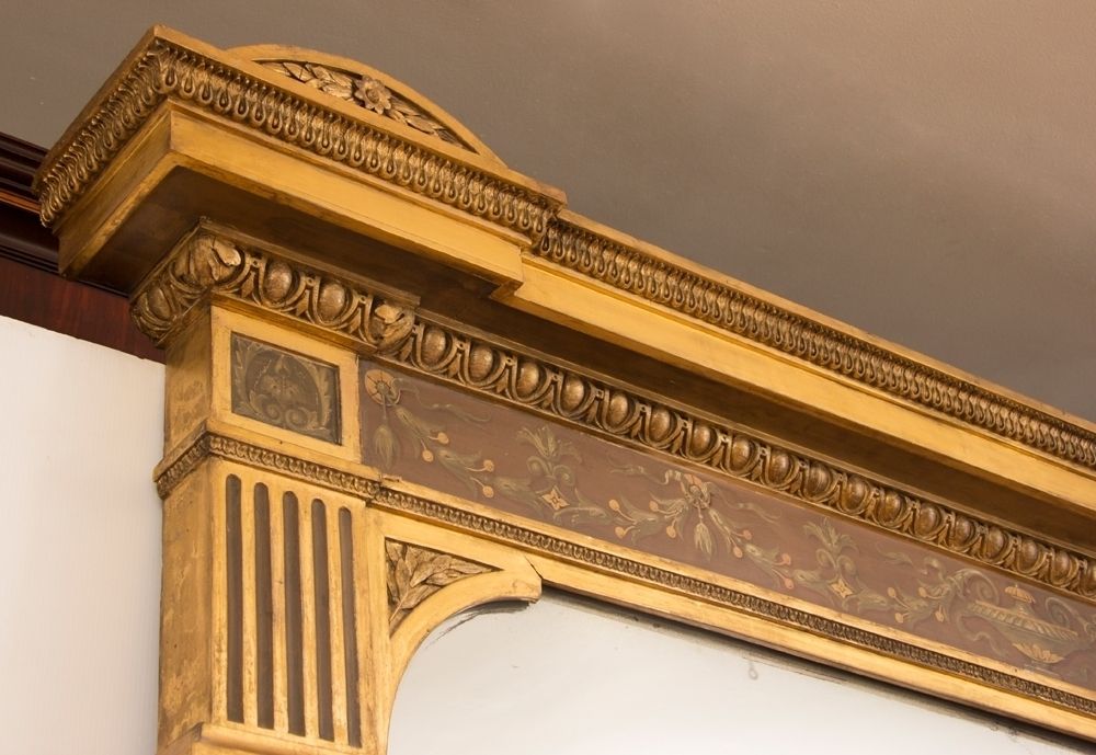 A Superb 1800's Large Antique Gilded And Painted Overmantle Mirror photo 24500.0