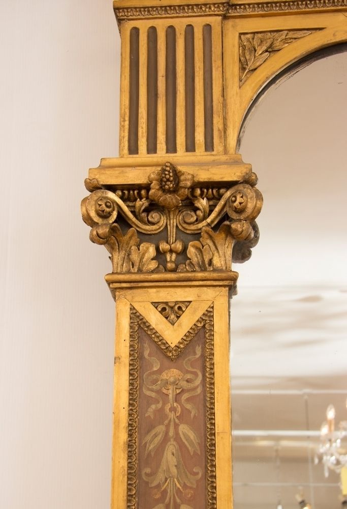 A Superb 1800's Large Antique Gilded And Painted Overmantle Mirror photo vinterior