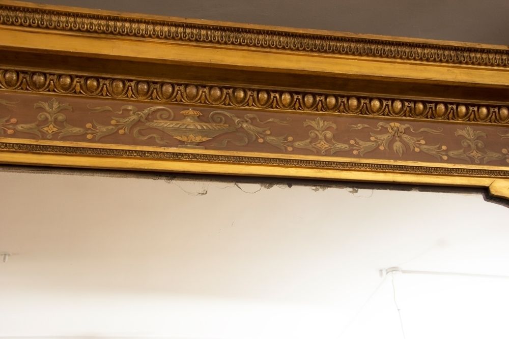 A Superb 1800's Large Antique Gilded And Painted Overmantle Mirror photo buy