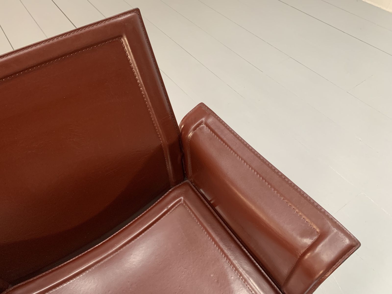 11900.0 8 Matteo Grassi “Korium” Dining Chairs – In Brown Coach Leather photo