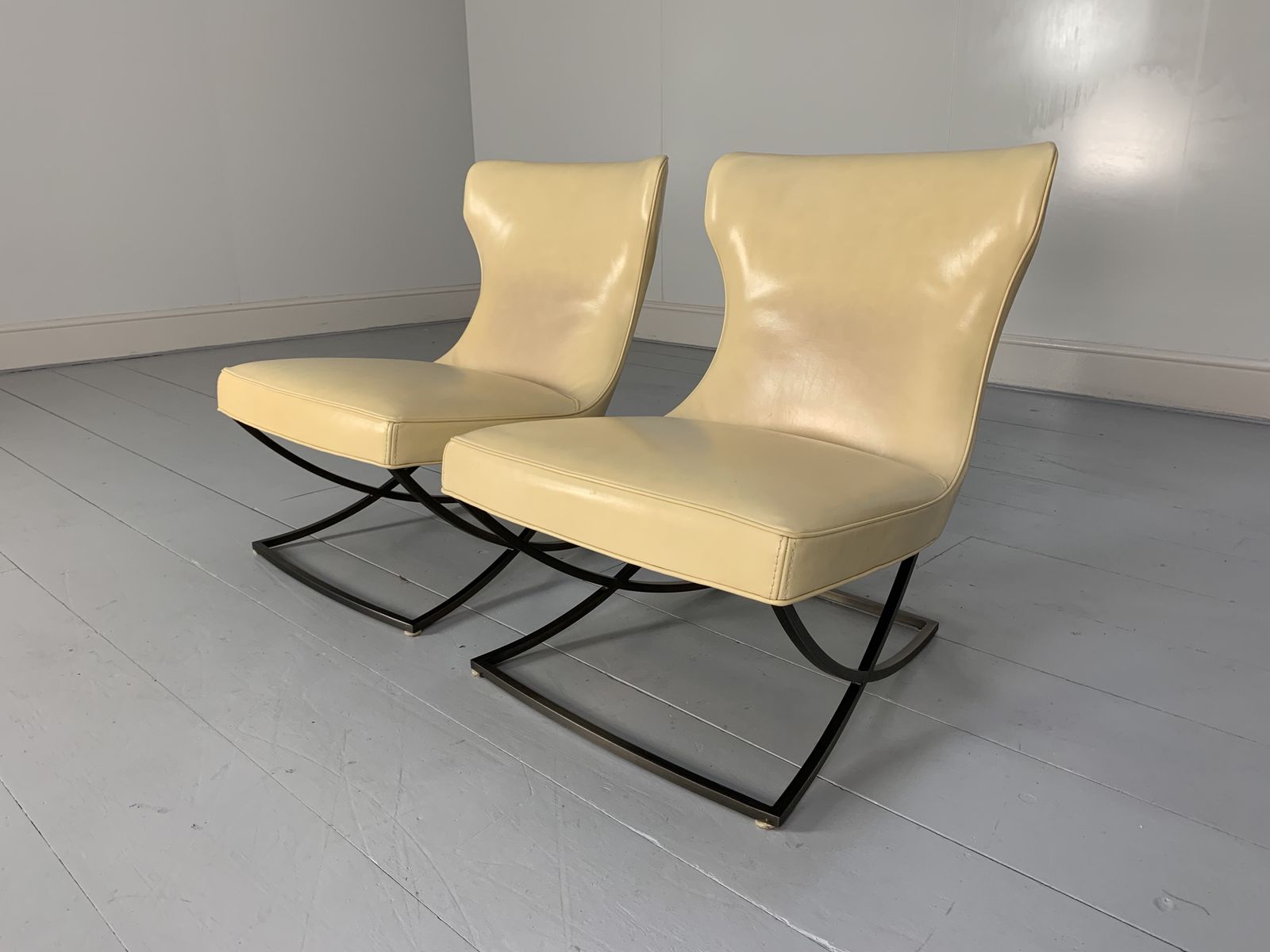 Pair Of Baxter “Paloma” Chairs – In Cream Leather