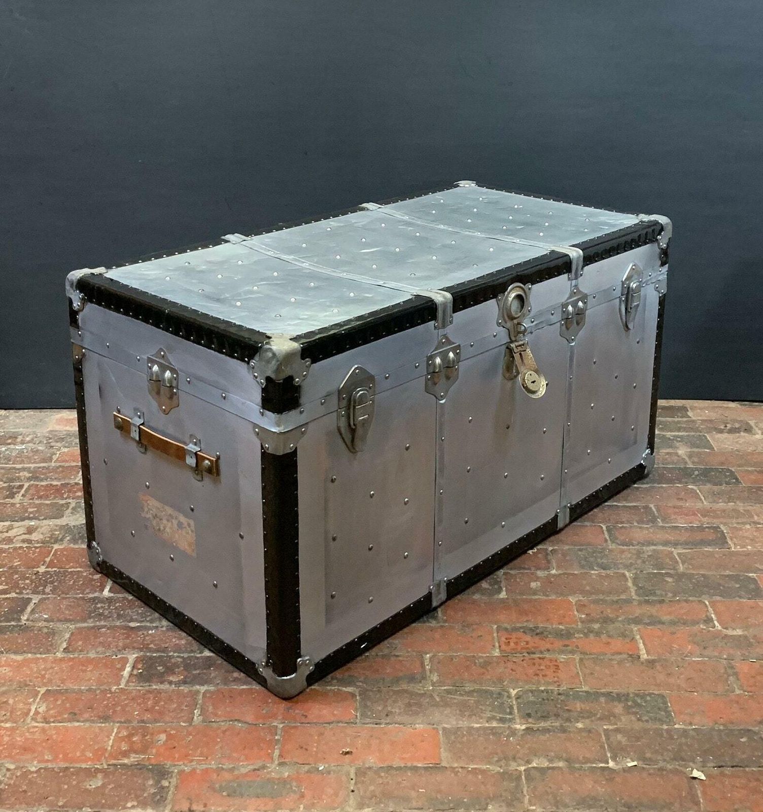 Large Art Deco Aluminium Coffee Table Trunk photo Furniture