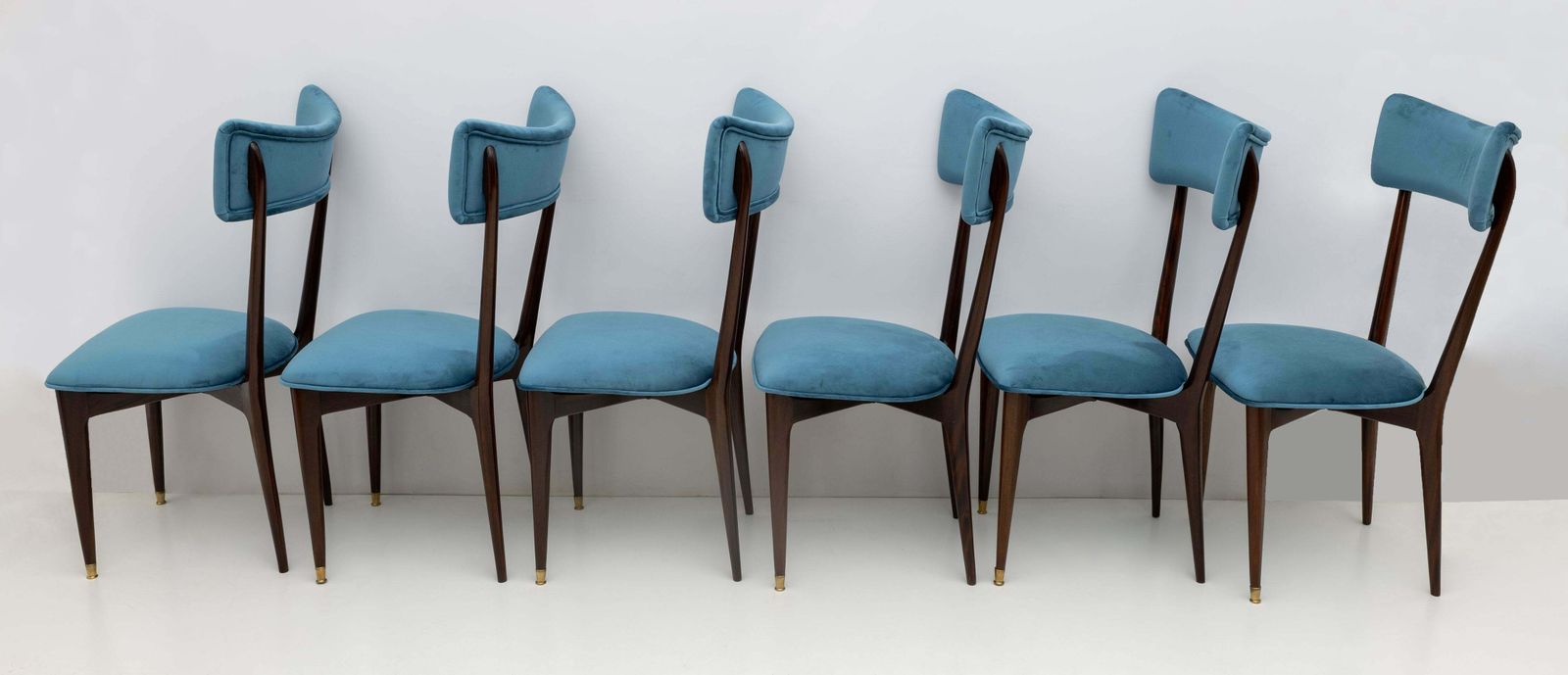 Ico & Luisa Parisi Rare Set Of Six Mid Century Modern Velvet Dining Chairs, 50s photo vinterior