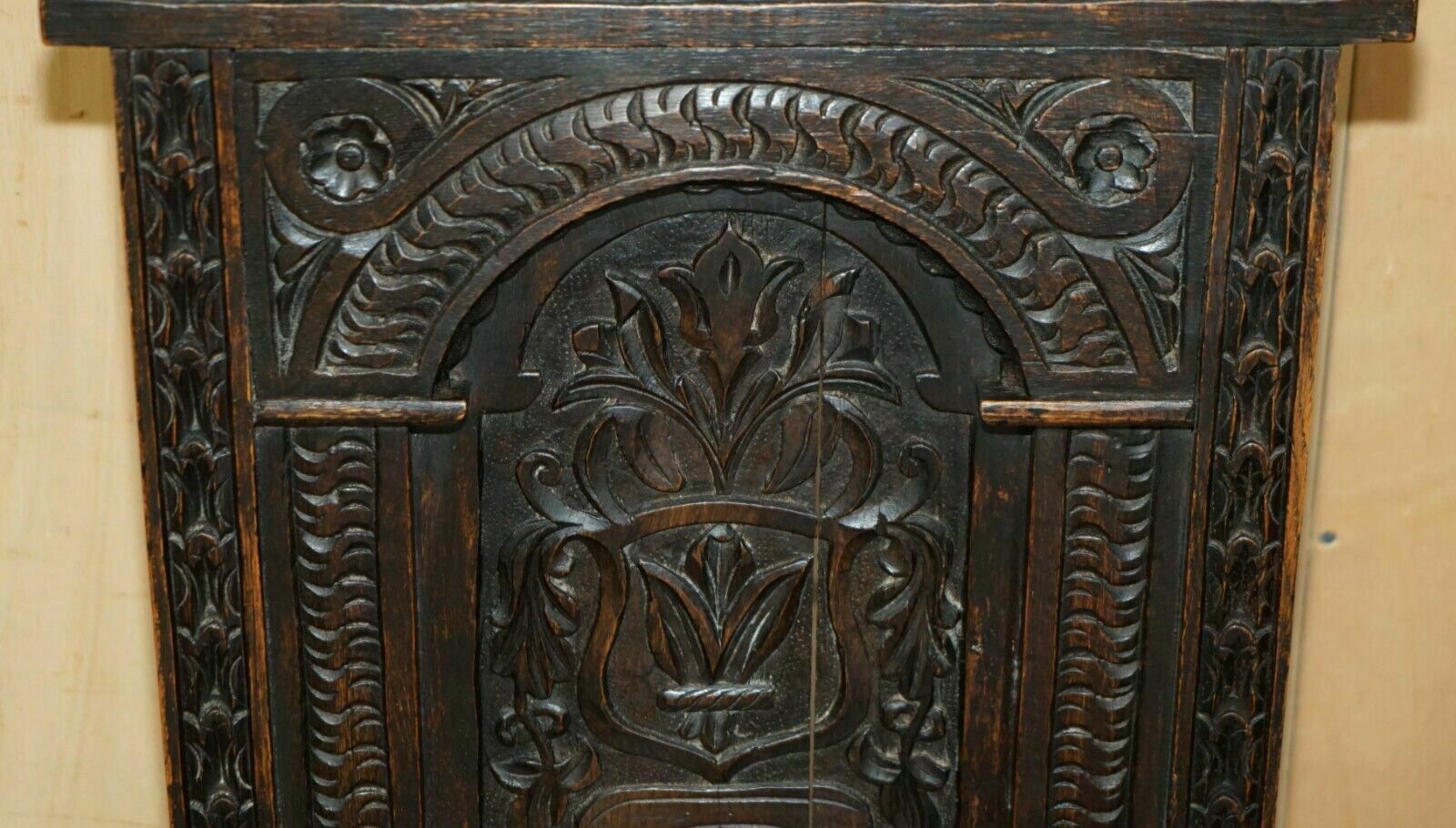 Antique Pair Of 17th Century Jacobean English Oak Chairs From The Film Hellboy photo buy