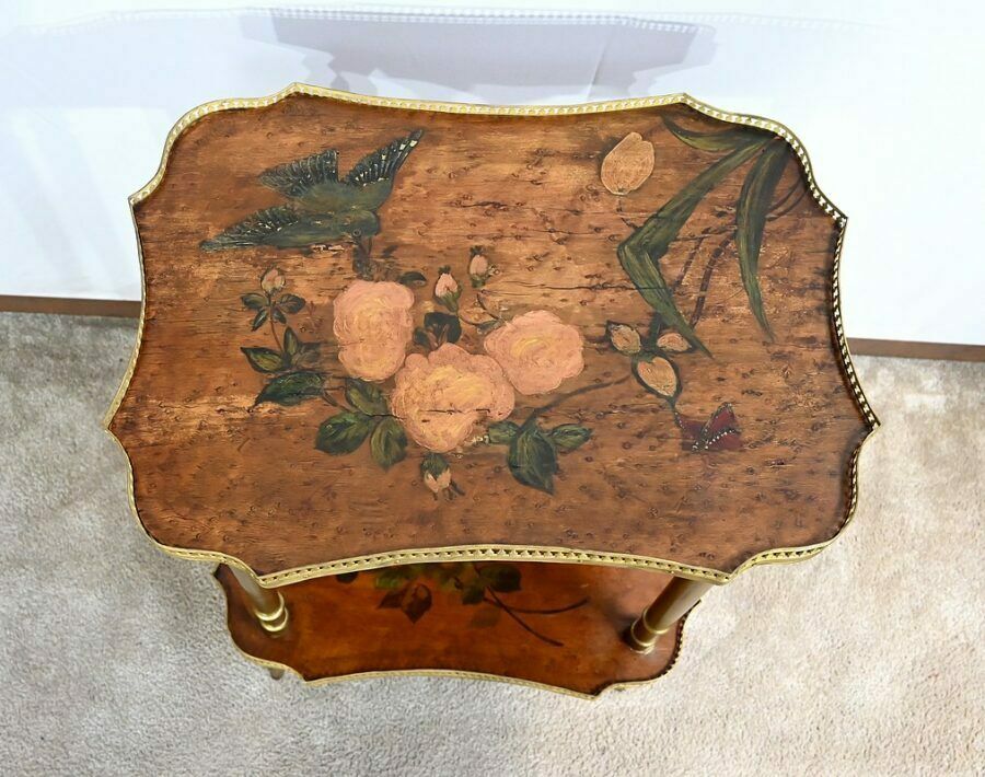 Small Thuya Speckled Living Room Table With Painted Decoration – 1920 photo 1345.6451613899999
